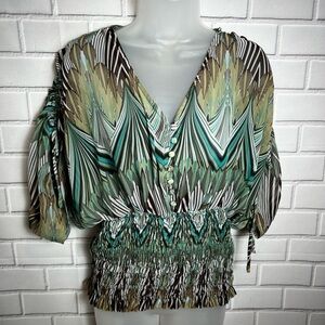 ADIVA Y2K Elegant Green Patterned Women's Top/size S